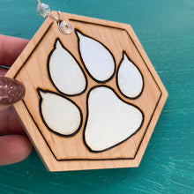 Load image into Gallery viewer, Metal Mint Paw Print Ornament