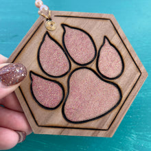 Load image into Gallery viewer, Chunky Glitter Pink Paw Print Ornament