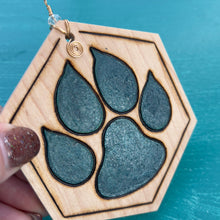 Load image into Gallery viewer, Dark Teal Paw Print Ornament