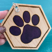 Load image into Gallery viewer, Dark Galaxy Purple Paw Print Ornament