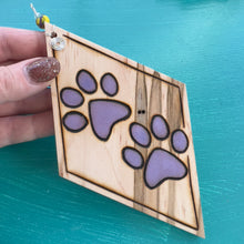 Load image into Gallery viewer, Purple Paw Prints Ornament