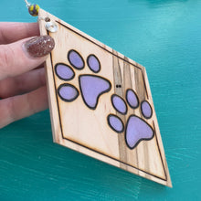 Load image into Gallery viewer, Purple Paw Prints Ornament
