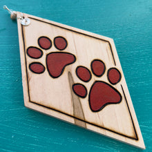 Load image into Gallery viewer, Metal Red Paw Print Ornament