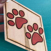 Load image into Gallery viewer, Metal Red Paw Print Ornament