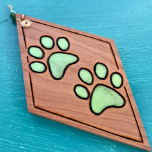 Load image into Gallery viewer, Green Paw Prints Ornament