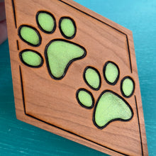 Load image into Gallery viewer, Green Paw Prints Ornament