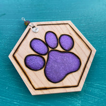 Load image into Gallery viewer, Bright Purple Paw Print Ornament