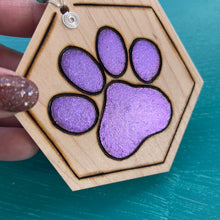 Load image into Gallery viewer, Bright Purple Paw Print Ornament