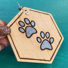 Load image into Gallery viewer, Gunmetal Gray Paw Print Ornament