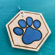 Load image into Gallery viewer, Bright Blue Paw Print Ornament