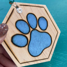 Load image into Gallery viewer, Bright Blue Paw Print Ornament