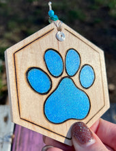Load image into Gallery viewer, Bright Blue Paw Print Ornament
