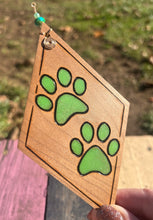 Load image into Gallery viewer, Green Paw Prints Ornament