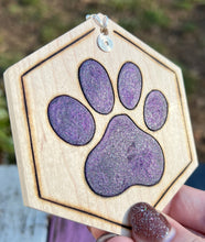 Load image into Gallery viewer, Dark Galaxy Purple Paw Print Ornament
