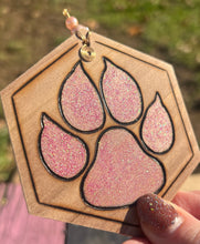Load image into Gallery viewer, Chunky Glitter Pink Paw Print Ornament