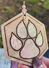 Load image into Gallery viewer, Chunky Glitter Pink Paw Print Ornament