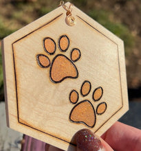 Load image into Gallery viewer, Orange Gold Paw Print Ornament