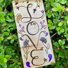 Load image into Gallery viewer, "L O V E" Fraktur-Inspired Pyrography Folk Art