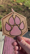 Load and play video in Gallery viewer, Chunky Glitter Pink Paw Print Ornament