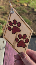 Load and play video in Gallery viewer, Metal Red Paw Print Ornament