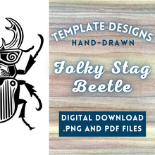 Load image into Gallery viewer, Folky Stag Beetle Template
