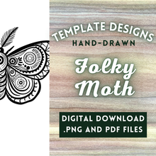 Load image into Gallery viewer, Fun Folky Moth Template
