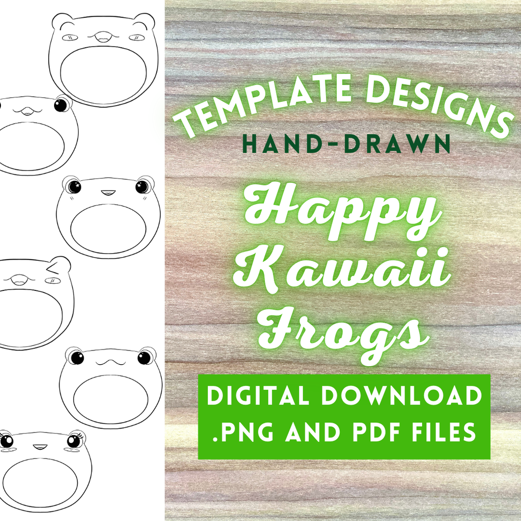 Set of 6 Kawaii Frog Templates