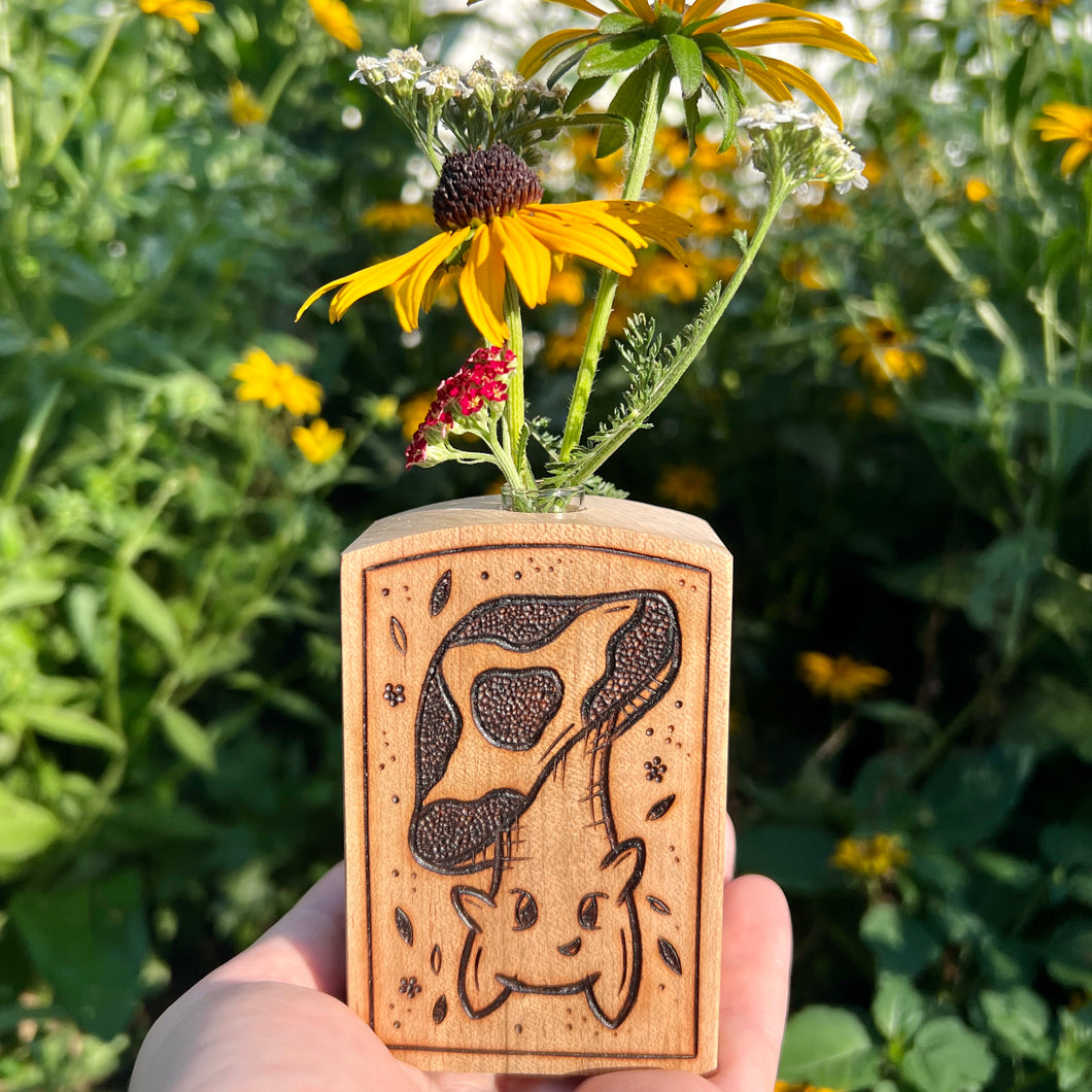 Small Woodburned Bud Vases