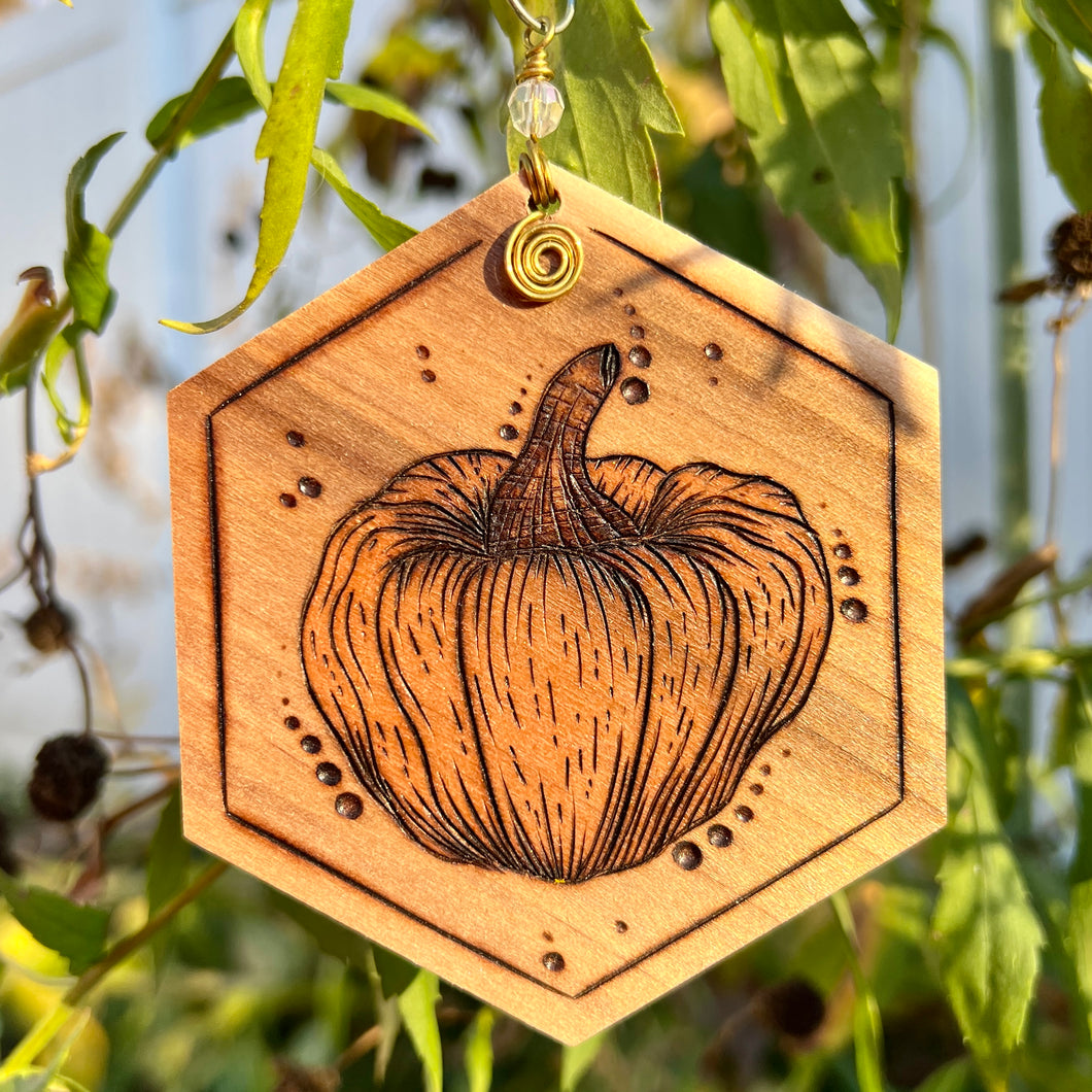 Pumpkin II Pyrography Mini Art/Ornament