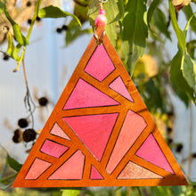 Load image into Gallery viewer, Hot Pink Mosaic Pyrography Mini Art/Ornament
