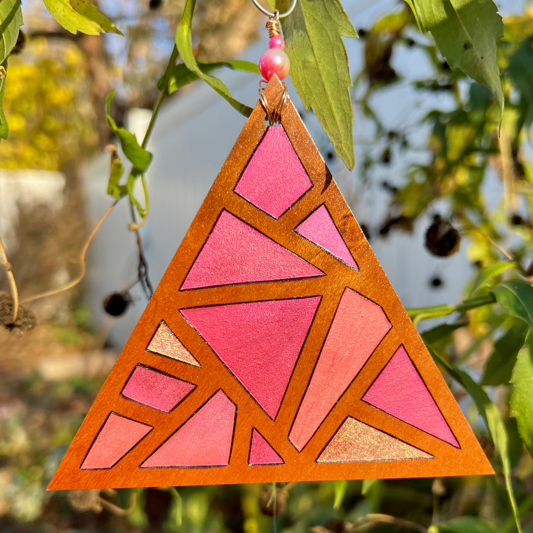 Hot Pink Mosaic Pyrography Mini Art/Ornament