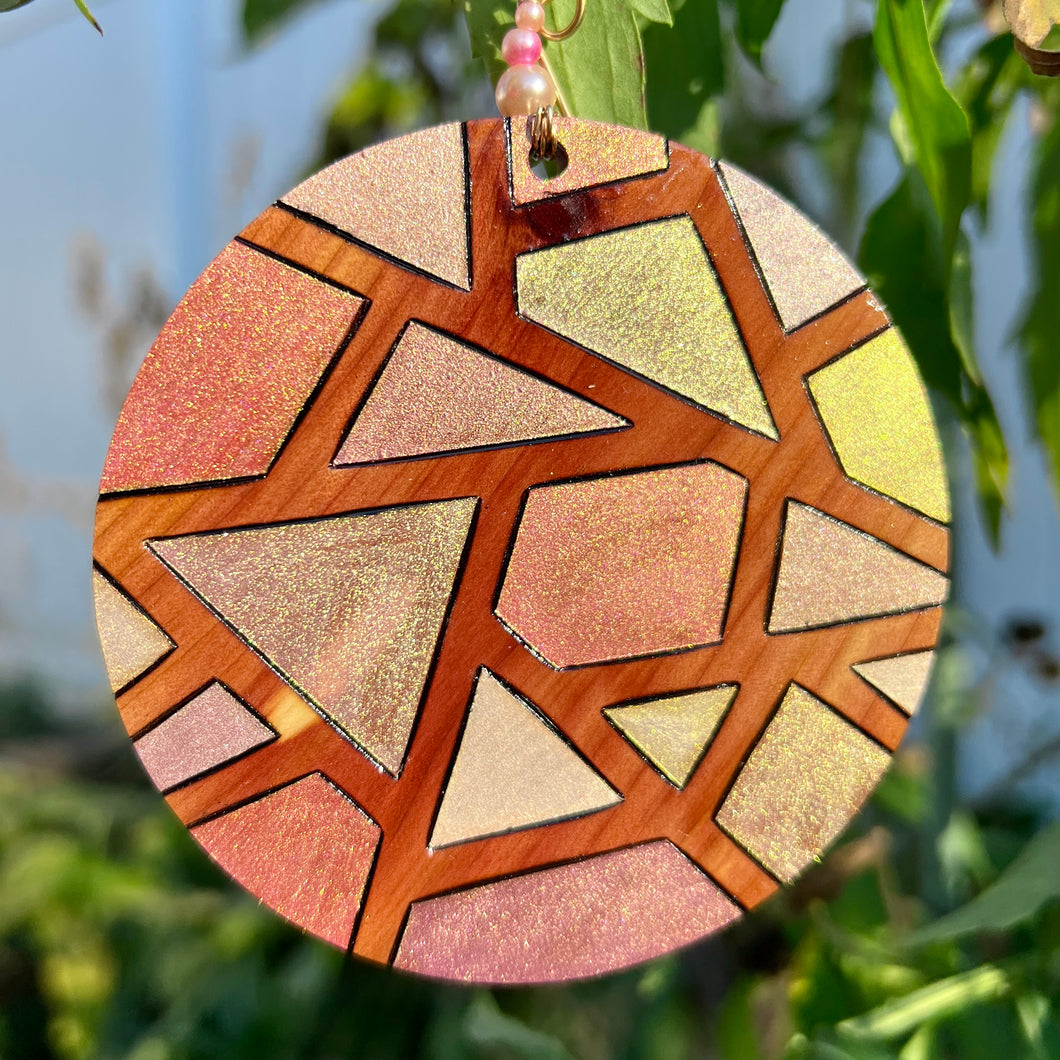 Light Pink Mosaic Pyrography Mini Art/Ornament