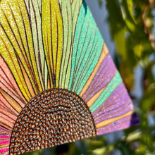 Load image into Gallery viewer, Glitter Rainbow Sunflower Pyrography Mini Art/Ornament
