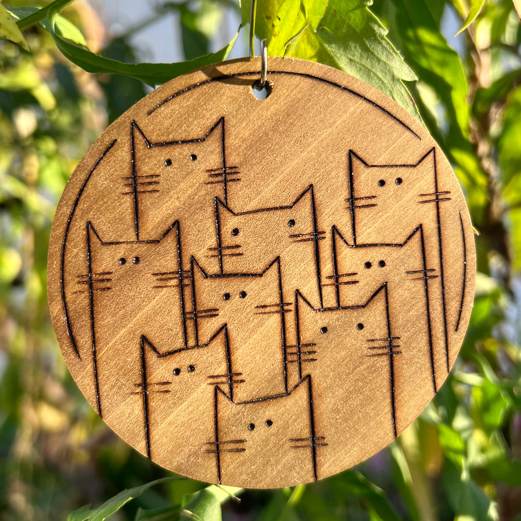 Cats II Pyrography Mini Art/Ornament