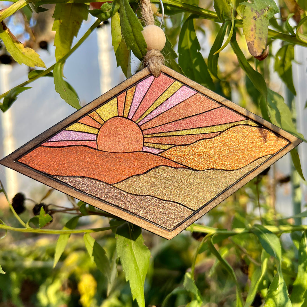 Appalachian Sunset I Pyrography Mini Art/Ornament