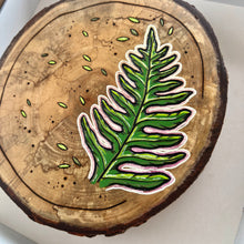 Load image into Gallery viewer, Bracken Fern on Live Edge Cherry // Shadow Box Pyrography Art
