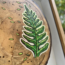 Load image into Gallery viewer, Bracken Fern on Live Edge Cherry // Shadow Box Pyrography Art
