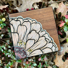 Load image into Gallery viewer, Peachy Zinnia Pyrography Art
