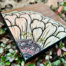 Load image into Gallery viewer, Peachy Zinnia Pyrography Art
