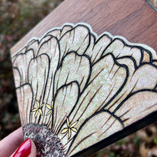 Load image into Gallery viewer, Peachy Zinnia Pyrography Art
