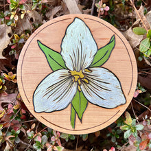 Load image into Gallery viewer, Gold Trillium Pyrography Art
