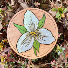 Load image into Gallery viewer, Gold Trillium Pyrography Art
