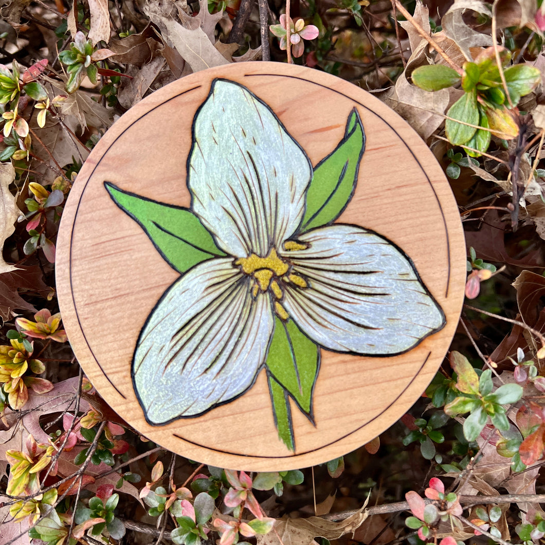 Gold Trillium Pyrography Art