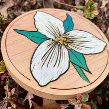 Load image into Gallery viewer, Gold Trillium Pyrography Art
