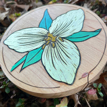 Load image into Gallery viewer, Gold Trillium Pyrography Art
