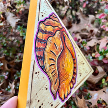 Load image into Gallery viewer, Orange Conch Shell Shelf-Sitter Pyrography Art
