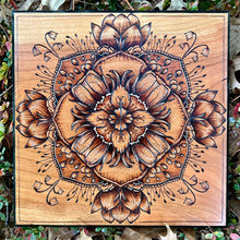 Load image into Gallery viewer, &quot;Spring Showers&quot; Mandala Pyrography Art
