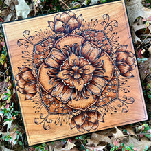 Load image into Gallery viewer, &quot;Spring Showers&quot; Mandala Pyrography Art
