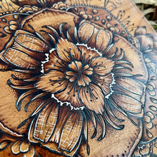 Load image into Gallery viewer, &quot;Spring Showers&quot; Mandala Pyrography Art
