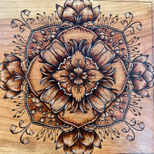 Load image into Gallery viewer, &quot;Spring Showers&quot; Mandala Pyrography Art
